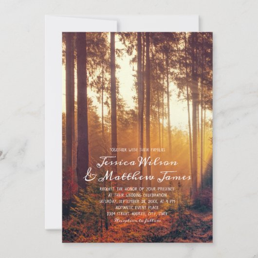 秋素朴フォレスト秋の色の国の結婚式 招待状 (正面)