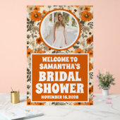 秋素朴フラワーフォトブライダルシャワーへようこそ アクリルサイン (ウェディング)