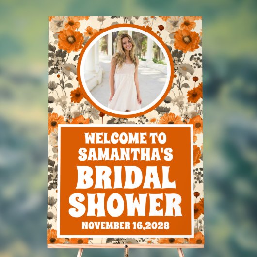 秋素朴フラワーフォトブライダルシャワーへようこそ アクリルサイン (ニュートラル)
