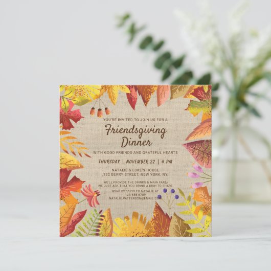 秋素朴フレンドリディナーウォーター色フローラ 招待状 (スタンド正面)
