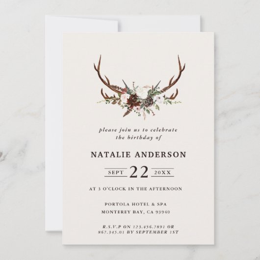 秋素朴フローラとスタグ〔雄ジカの〕枝角誕生会 セーブザデート (正面)