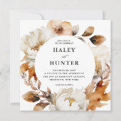 秋素朴フローラエレガントウェディング 招待状 (正面)