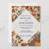 秋素朴フローラカボチャ – 秋の収穫草刈り 招待状 (正面)