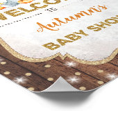 秋素朴フローラゾウ赤ちゃんシャワー歓迎 ポスター (角)