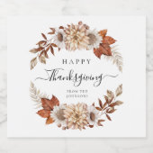 秋素朴フローラハッピーサンクスギビング ビールラベル (シングルラベル)