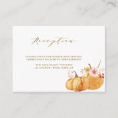 秋素朴フローラパンプキンウェディングレセプション金ゴールド エンクロージャーカード (正面)