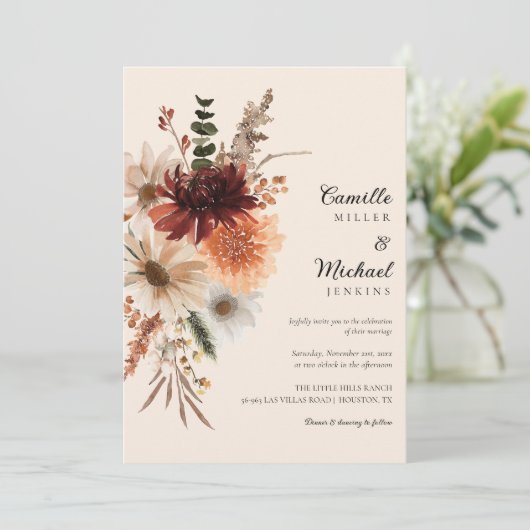 秋素朴フローラボー結婚式招待状 招待状 (スタンド正面)