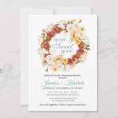 秋素朴フローラリース引っ越し祝いパーティー 招待状 (正面)