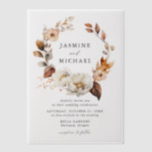 秋素朴フローラリース結婚ズ ベラム紙招待状 (正面)