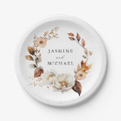秋素朴フローラリース結婚ズ ペーパープレート (正面)