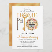 秋素朴フローラ引っ越し祝いパーティー招待状 招待状 (正面/裏面)