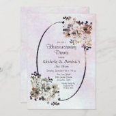 秋素朴フローラ水カラー引っ越し祝いパーティーディナー 招待状 (正面/裏面)