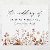 秋素朴フローラ牧草地結婚 スパークリングワインラベル (シングルラベル)