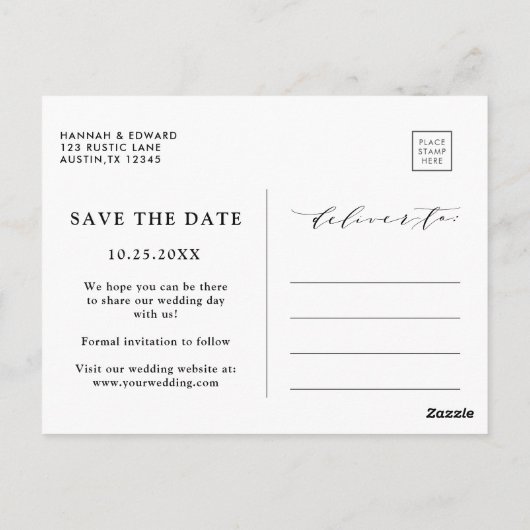 秋素朴フローラ結婚の写真保存日 ポストカード (裏面)