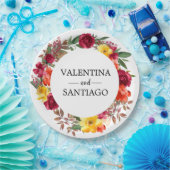 秋素朴フローラ結婚の感謝のお願い ペーパープレート (パーティー)