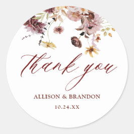 秋素朴フローラ結婚の感謝のお願い ラウンドシール