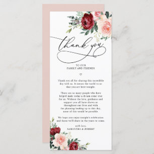 秋素朴フローラ結婚のThank You Letter Card メニュー