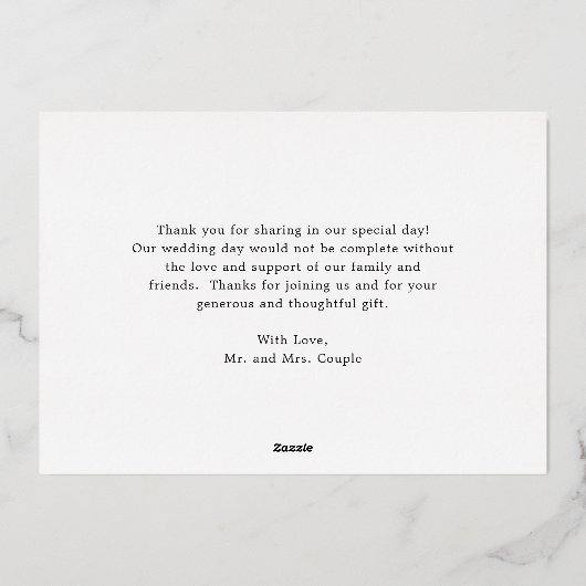 秋素朴フローラ結婚サンキューカード 箔招待状 (裏面)