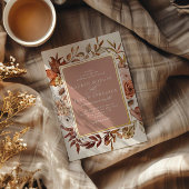 秋素朴フローラ結婚金ゴールド 箔招待状