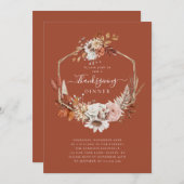 秋素朴フローラ葉感謝祭ディナー 招待状 (正面/裏面)