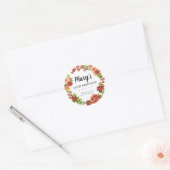 秋素朴フローラ90誕生日ありがとう ラウンドシール (封筒)