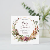 秋素朴フローラ&グリーンリースクエアベイビーシャワー 招待状 (スタンド正面)