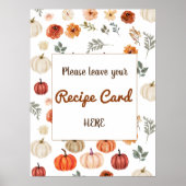 秋素朴ブライダルシャワーレシピカード ポスター (正面)
