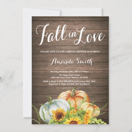 秋素朴ブライダルシャワー招待 招待状 (正面)