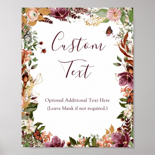 秋素朴ブライダルシャワー標識 ポスター (正面)