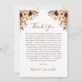 秋素朴ブラウンとアイボリーバラカントリーウェディング サンキューカード (正面)