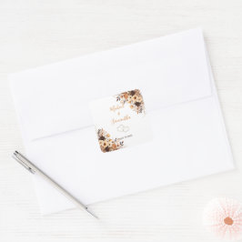 秋素朴ブラウンとアイボリーバラカントリーウェディング スクエアシール