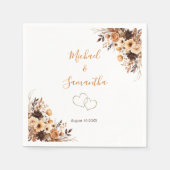 秋素朴ブラウンとアイボリーバラカントリーウェディング スタンダードカクテルナプキン (正面)