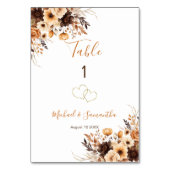 秋素朴ブラウンとアイボリーバラカントリーウェディング テーブルナンバー (裏面)