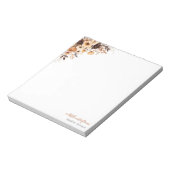 秋素朴ブラウンとアイボリーバラカントリーウェディング ノートパッド (回転)