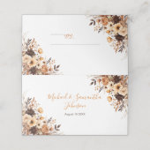 秋素朴ブラウンとアイボリーバラカントリーウェディング プレイスカード (外部開封)