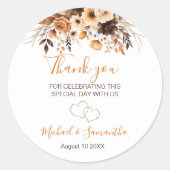 秋素朴ブラウンとアイボリーバラカントリーウェディング ラウンドシール (正面)