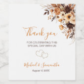 秋素朴ブラウンとアイボリーバラカントリーウェディング ワインラベル (シングルラベル)