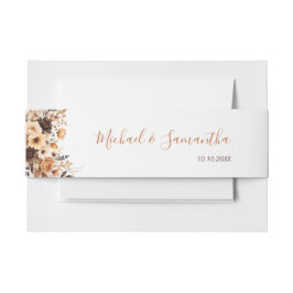 秋素朴ブラウンとアイボリーバラカントリーウェディング 招待状ベリーバンド