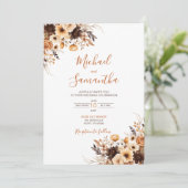 秋素朴ブラウンとアイボリーバラカントリーウェディング 招待状 (スタンド正面)
