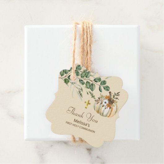 秋素朴ブラウングリーンリー第1聖餐式 フェイバータグ (インサイチュ)