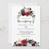 秋素朴ブルゴーニュ書結婚道の 招待状 (正面)