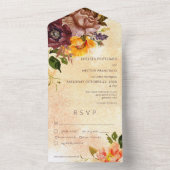 秋素朴ブルゴーニュ&イエローフローライエローディナー オールインワン招待状 (内側)