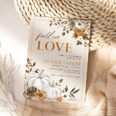 秋素朴ホワイトパンプキンブライダルシャワー 招待状