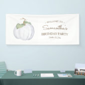 秋素朴ホワイトパンプキン誕生日バナー 横断幕 (トレードショー)