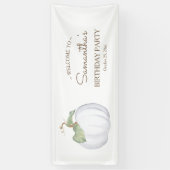 秋素朴ホワイトパンプキン誕生日バナー 横断幕 (縦)