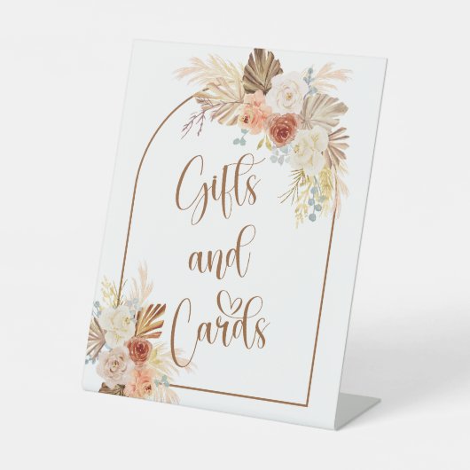 秋素朴ボホアーチパンパスグラスギフトとカード 台座サイン (正面)