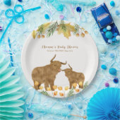 秋素朴ボホハイランドカウベイビーシャワー ペーパープレート (パーティー)