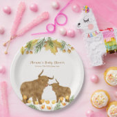 秋素朴ボホハイランドカウベイビーシャワー ペーパープレート (パーティー)