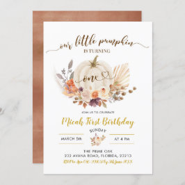 秋素朴ボホパンプキンファースト誕生日招待状 招待状