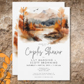 秋素朴マウンテンウォーターカラーカップルシャワー 招待状